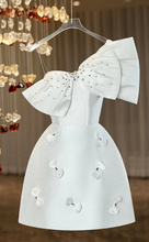 Load image into Gallery viewer, White Satin Homecoming Dress 2024 with Big Bow