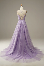 Load image into Gallery viewer, Lilac Lace Tulle Prom Dress 2025 Corset Back