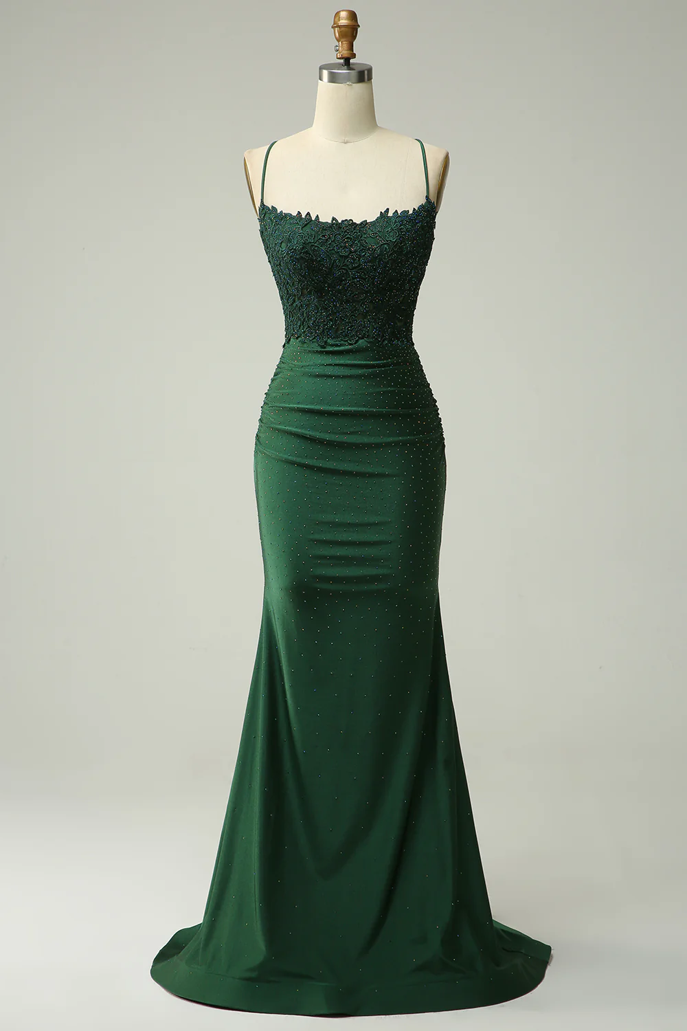 Green Lace Satin Prom Dress 2025 Mermaid