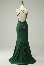 Load image into Gallery viewer, Green Lace Satin Prom Dress 2025 Mermaid