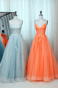 Cute Prom Dress 2024 Spaghetti Straps Lace Appliques Tulle
