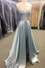 Load image into Gallery viewer, Trendy Prom Dress 2024 Spaghetti Straps Satin with Slit