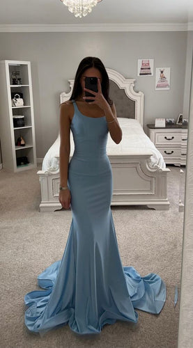 Trendy Prom Dress 2024 Square Neck Sleeveless Jersey