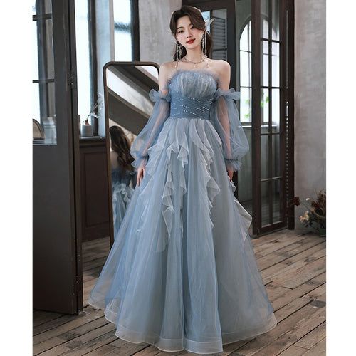 Fairy Prom Dress 2025 Corset Back with Long Sleeves