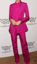 Load image into Gallery viewer, Custom Made Hot Pink Prom Suit for Girls 3 Piece Blazer Trousers Dress Shirt Set