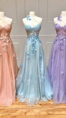 Floral Prom Dress 2024 One-shoulder Tulle Zipper Up