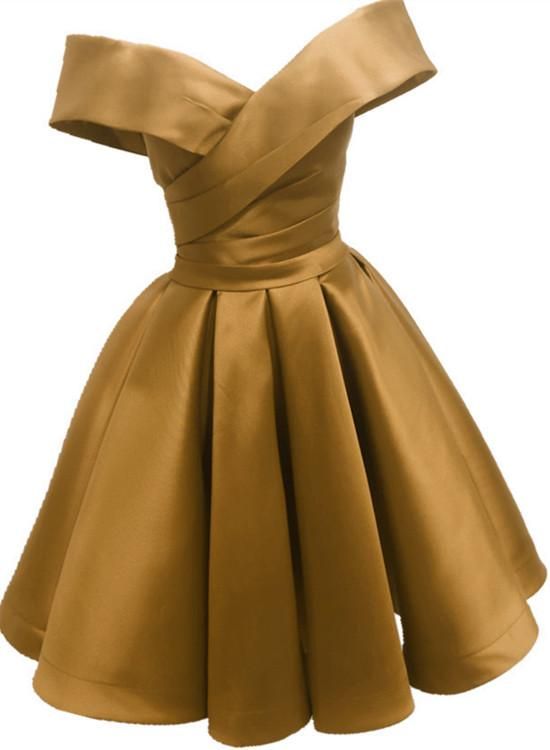 Gold Homecoming Dress 2024 Off-the-Shoulder AnnaCustomDress Gold Homecoming Dress 2024 Off-the-Shoulder AnnaCustomDress