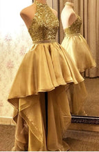 Load image into Gallery viewer, Gold Homecoming Dress 2024 Asymmetrical Sequin Organza