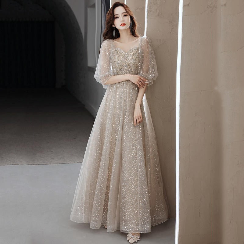 Modest Prom Dress 2025 with Half Sleeves 10 / Custom Color Modest Prom Dress 2025 with Half Sleeves 10 / Custom Color