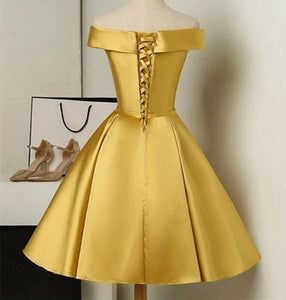 Gold Homecoming Dress 2024 Satin Corset Back