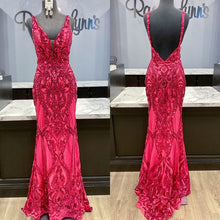 Load image into Gallery viewer, Trendy Prom Dress 2024 V Neck Sequin Open Back