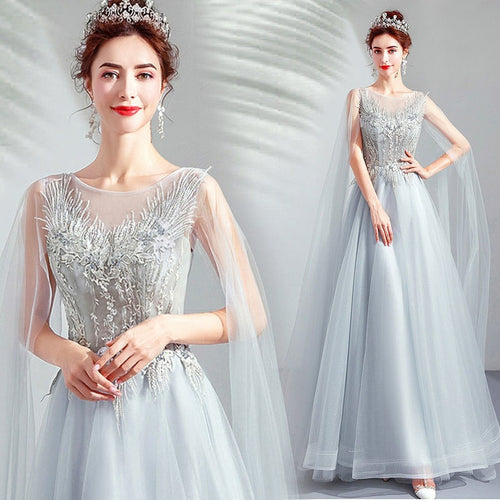 Light Grey Prom Dress 2025 Corset Back with Shoulder Drapings