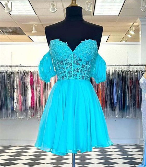 Trendy Homecoming Dress 2024 Corset Back with Detachable Short Sleeves   AnnaCustomDress
