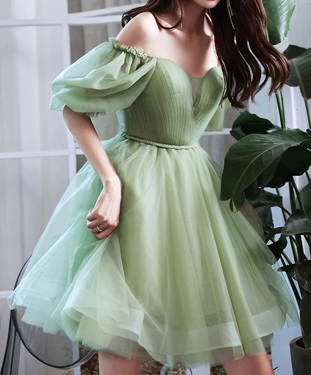Unique Homecoming Dress 2024 Green Tulle Corset Back AnnaCustomDress Unique Homecoming Dress 2024 Green Tulle Corset Back AnnaCustomDress