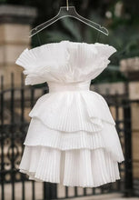 Load image into Gallery viewer, White Homecoming Dress 2024 Pleated Ruffles