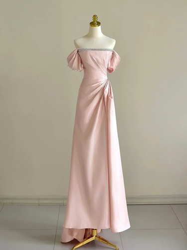 Corset Back Pink Prom Dress 2025 with Small Train