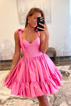 Load image into Gallery viewer, Tied Straps Homecoming Dress 2024 Ruffle Skirt