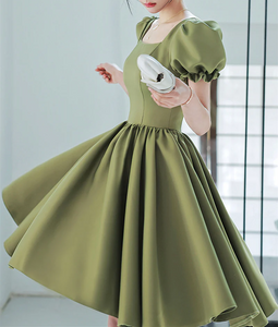 Modest Homecoming Dress 2024 with Puffy Short Sleeves 24W / Custom Color Modest Homecoming Dress 2024 with Puffy Short Sleeves 24W / Custom Color