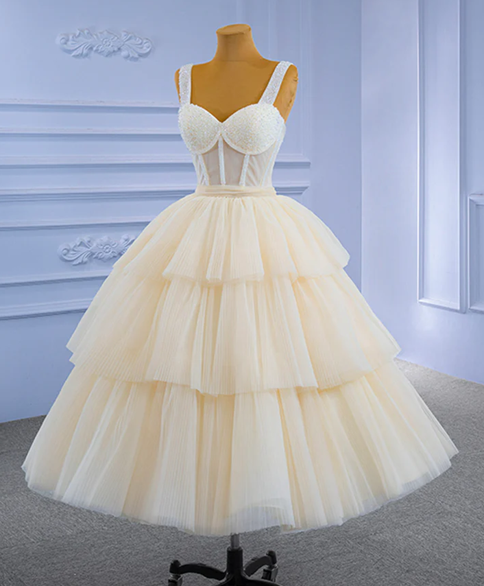 Ball Gown Homecoming Dress 3 Tiers Pleated Tulle Skirt