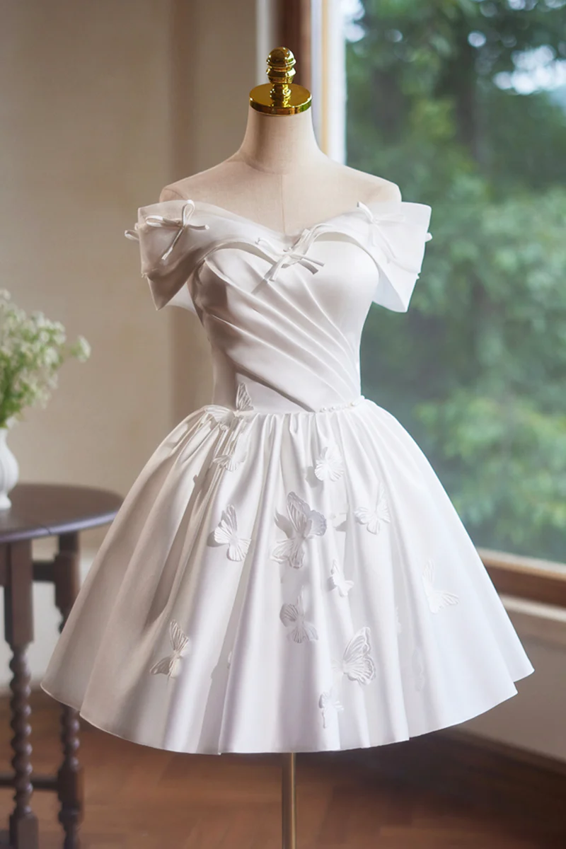 White Butterfly Homecoming Dress 2024 Corset Back 22W / Custom Color White Butterfly Homecoming Dress 2024 Corset Back 22W / Custom Color