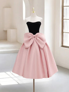 Black Pink Homecoming Dress 2024 with Big Bow