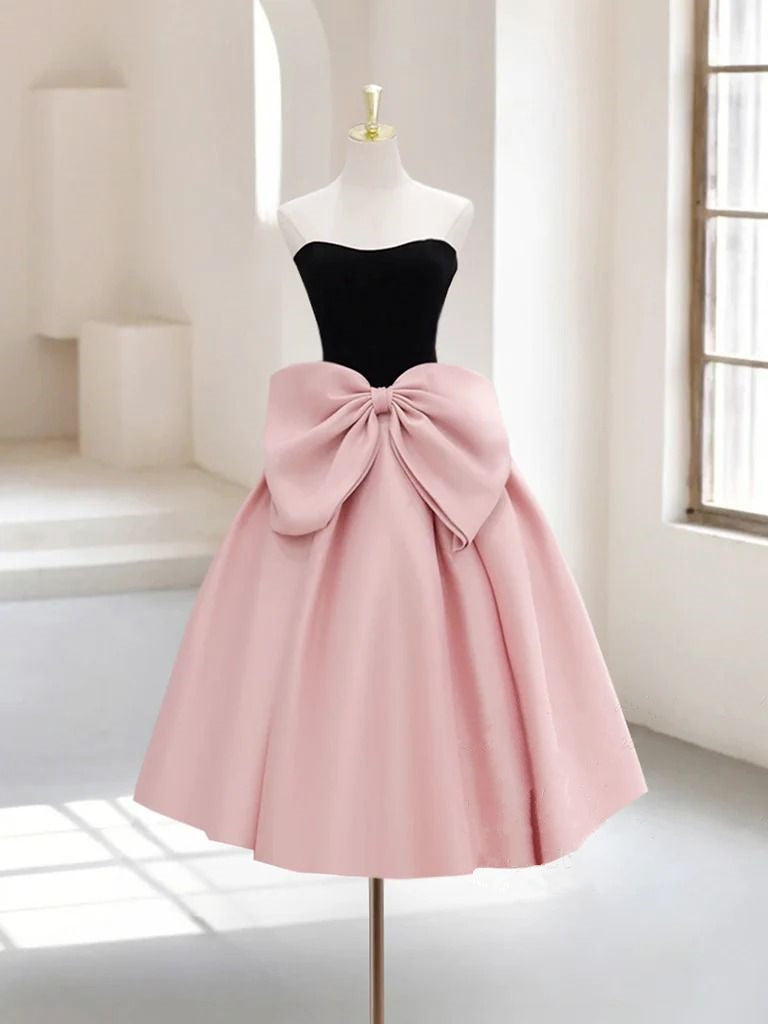 Black Pink Homecoming Dress 2024 with Big Bow