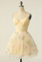 Load image into Gallery viewer, Fairy Homecoming Dress 2023 Short Spaghetti Straps Floral Tulle