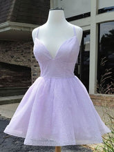 Load image into Gallery viewer, Lilac Homecoming Dress 2023 Short Spaghetti Straps Corset Back Tulle