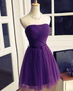 Grape Homecoming Dress 2023 Short Strapless Tulle