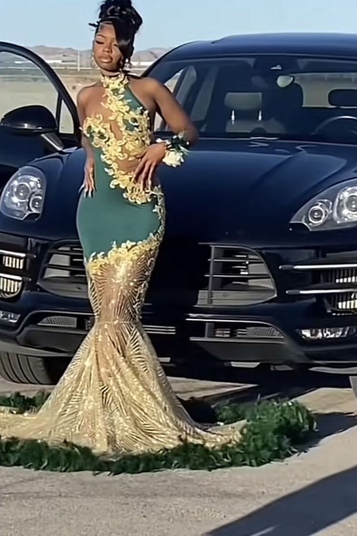 Green Gold Prom Dress 2025 for Black Girls with Feathers 10 / Custom Color Green Gold Prom Dress 2025 for Black Girls with Feathers 10 / Custom Color