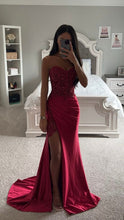 Load image into Gallery viewer, Red Prom Dress 2024 Sweetheart Sequined Satin High Split