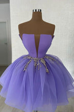 Load image into Gallery viewer, Purple Homecoming Dress 2023 Short Straps Tulle Puffy