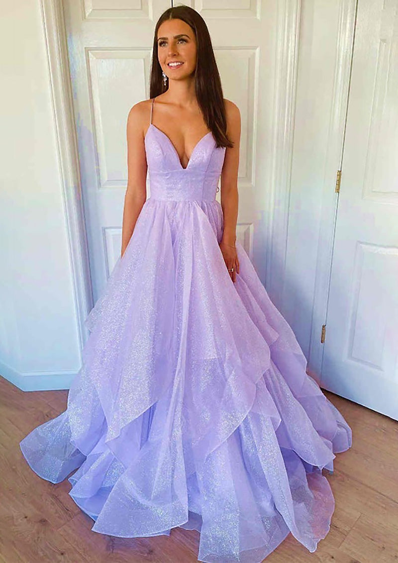 strapless open back dress Purple Glitter Prom Dress 2025 Corset Back 22w / Blue