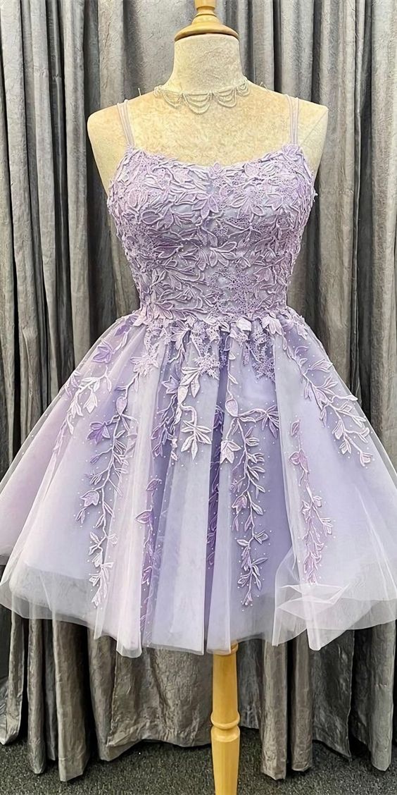 Fairy Homecoming Dress 2023 Short Spaghetti Straps Corset Back with Appliques 6 / Black