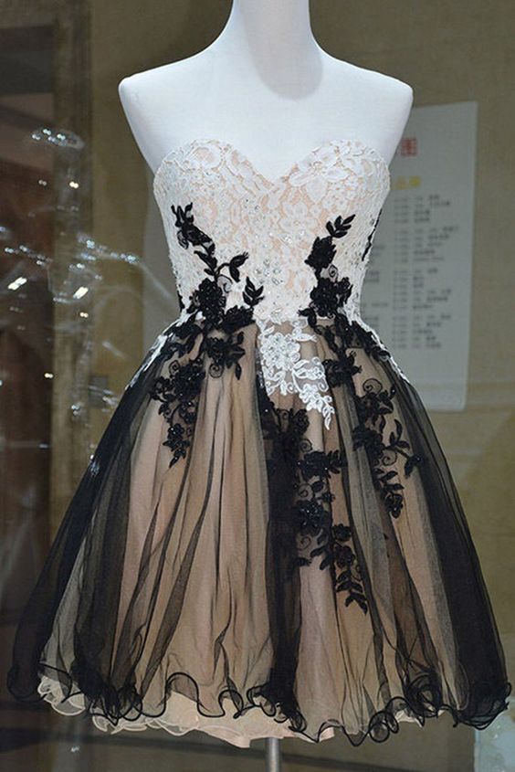 Short Homecoming Dress 2023 Strapless Tulle with Lace Appliques 16 / Custom Color Short Homecoming Dress 2023 Strapless Tulle with Lace Appliques 16 / Custom Color