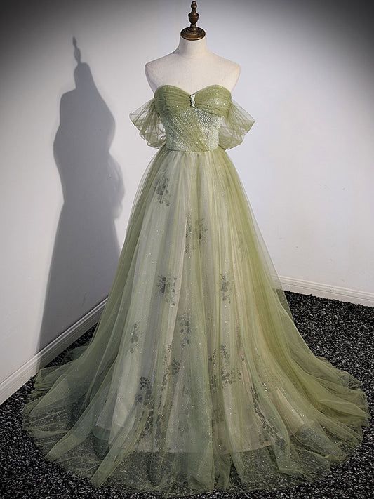 Cute Prom Dress 2024 Off The Shoulder Tulle Sparkly 24W / Custom Color