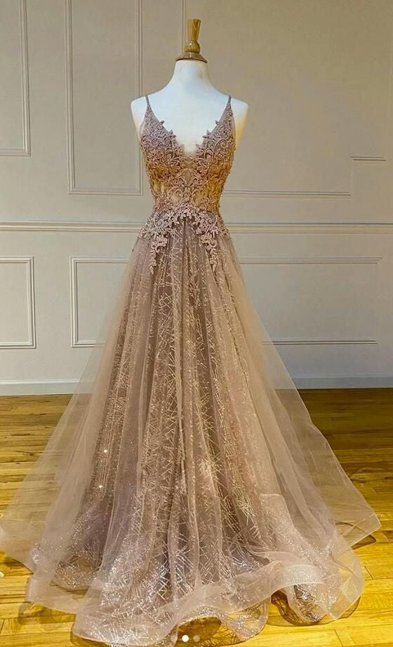 Trendy Prom Dress 2024 V Neck Spaghetti Straps Tulle with Lace Appliques 12 / Red Trendy Prom Dress 2024 V Neck Spaghetti Straps Tulle with Lace Appliques 12 / Red
