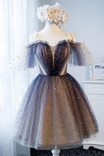 Load image into Gallery viewer, Fairy Homecoming Dress 2023 Short Sweetheart Neck Sparkle Tulle with Sleeves
