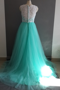 Classic Prom Dress 2024 Jewel Neck Lace Appliques Tulle