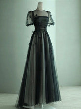 Load image into Gallery viewer, Black Prom Dress 2024 Illusion Neck Tulle Beaded Pleats
