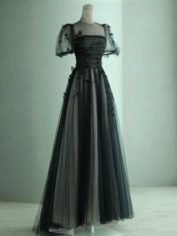 black prom dresses 2024 Sexy Glitter Sequins A-Line / Princess Strapless Sleeveless Backless Floor-Length / Long Formal Dresses you own it Black Prom Dresses - Long