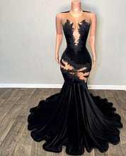Load image into Gallery viewer, Black Prom Dress 2024 Plunging Neck Sleeveless Velvet