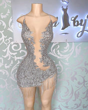Load image into Gallery viewer, Unique Homecoming Dress 2023 Halter Neck Sexy Sequin Sparkly Tassels