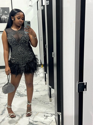 Unique Homecoming Dress Black Girl 2025 with Feathers