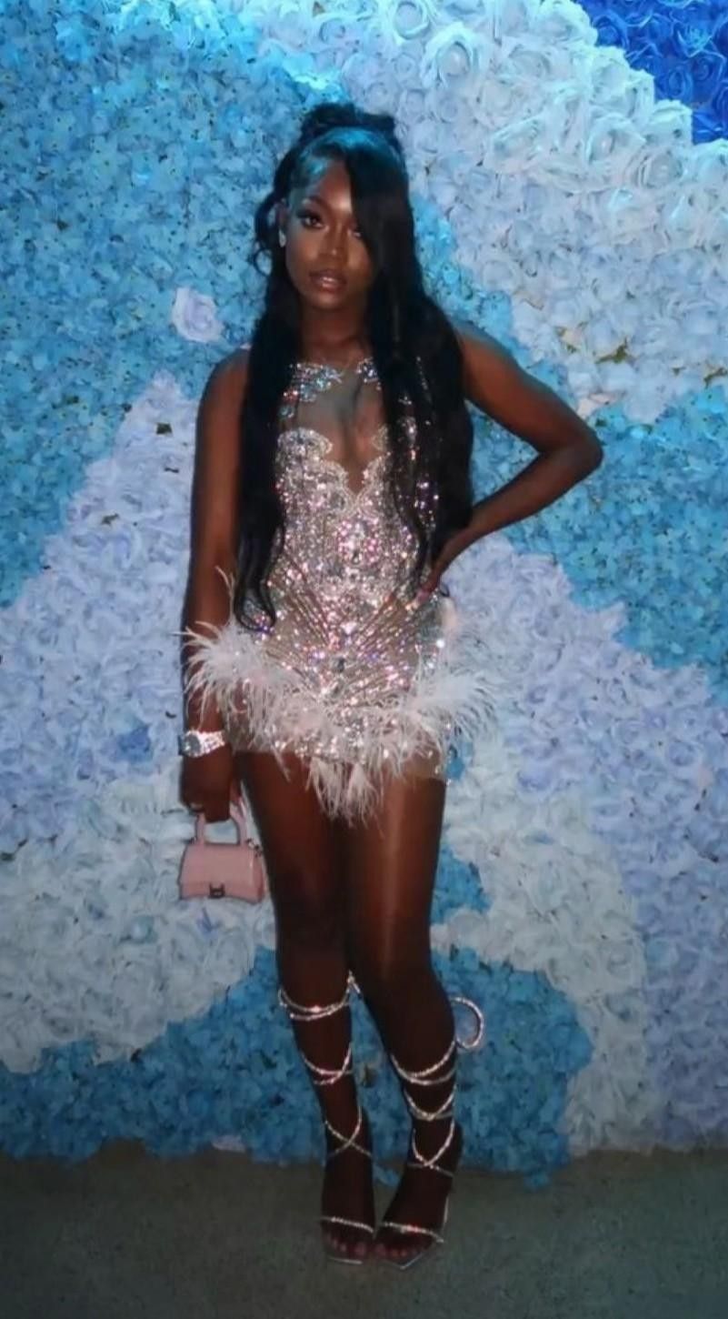 Pale Pink Homecoming Dress Black Girl 2025 with Feathers AnnaCustomDress Pale Pink Homecoming Dress Black Girl 2025 with Feathers AnnaCustomDress