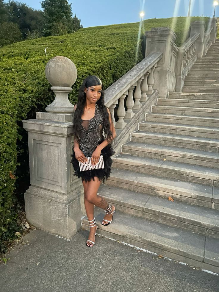 Black Homecoming Dress 2025 for Black Girls with Feathers AnnaCustomDress Black Homecoming Dress 2025 for Black Girls with Feathers AnnaCustomDress