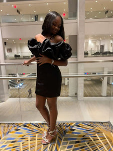 Black Homecoming Dress 2025 Ruffles Off-the-shoulder