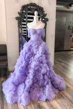 Load image into Gallery viewer, Purple Prom Dress 2024 Off the Shoulder Tulle Puffy