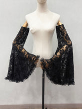 Load image into Gallery viewer, Gothic Halloween Black Floral Lace Long Sleeves