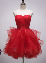 Load image into Gallery viewer, Red Homecoming Dress 2023 Short Strapless Tulle with Horsehair Puffy